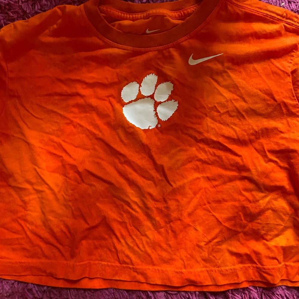 Clemson Orange Tie dye cropped tee